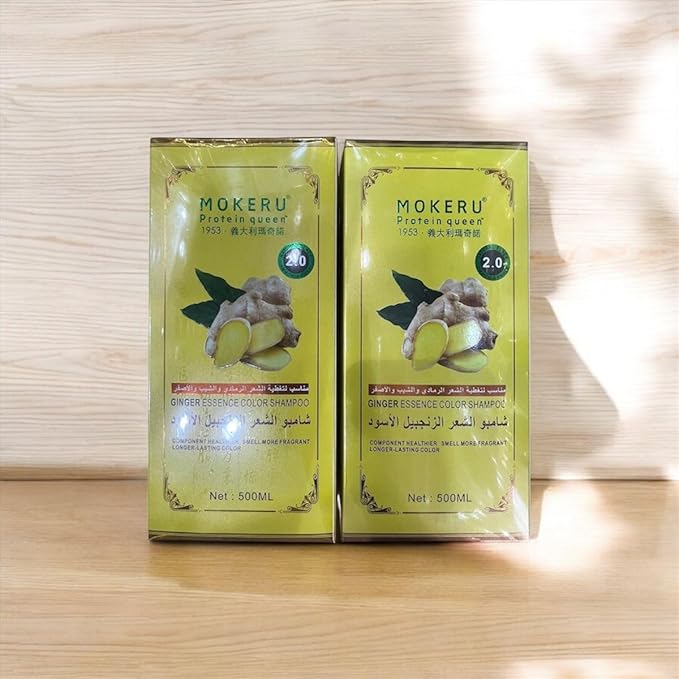 Protein queen Ginger Essence Hair Color Shampoo Component Healthier Smell More Fragrant Long-Lasting Color. Natural Black 2pc. - Image 1